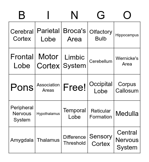 The Brain Bingo Card