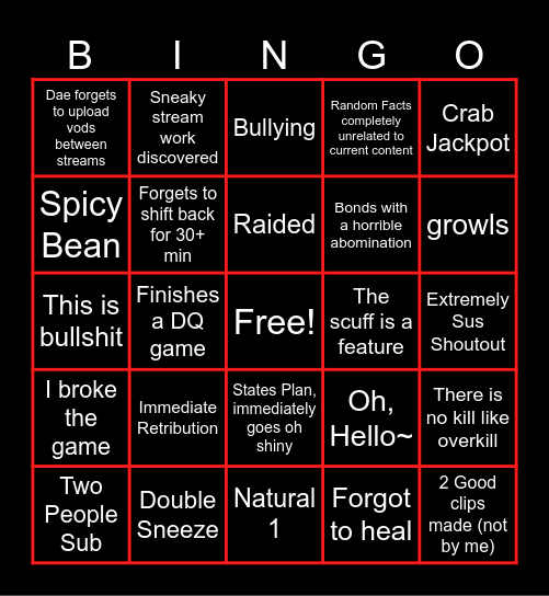 May Dae Beango Bingo Card