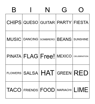 CINCO DE MAYO Bingo Card