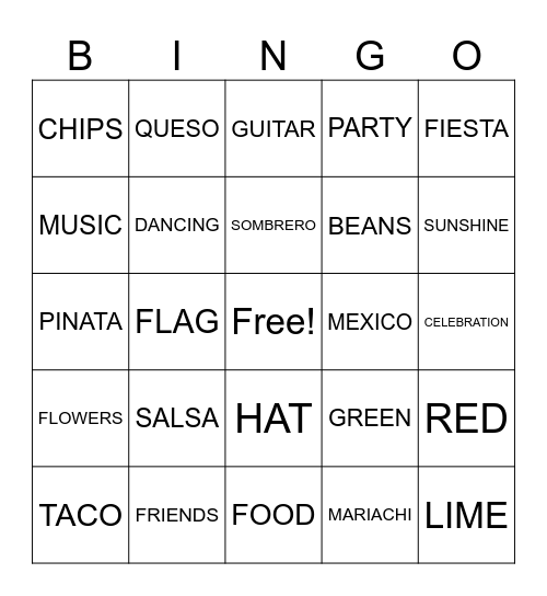 CINCO DE MAYO Bingo Card