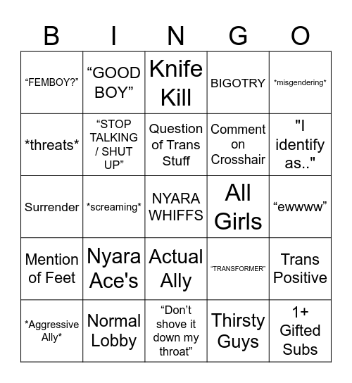 NYARA x VALORANT 2 Bingo Card