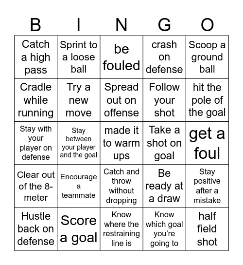 lacrosse bingo Card