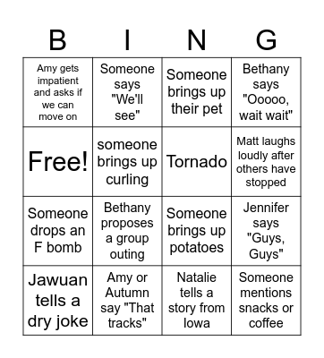 Retreat 2026 Bingo Card