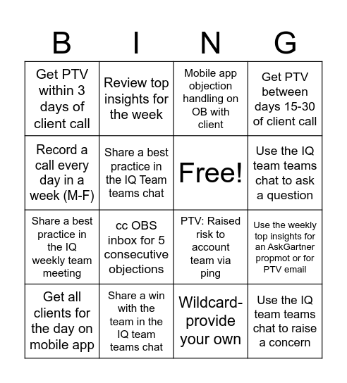 Isa Bingo Card