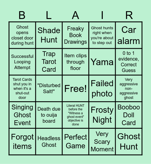 Toasterboard's Blair Bingo Card