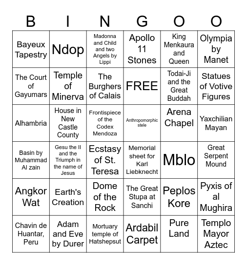 APAH Review Bingo Card