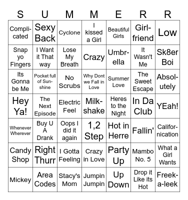 Summer Throwback Bingo Card