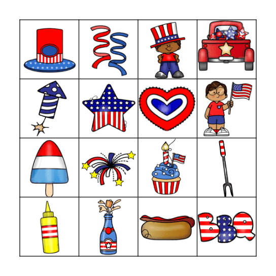 4th July BBQ Bingo Card