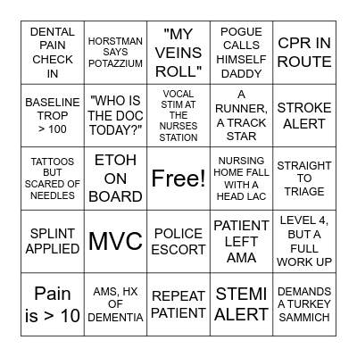 ER BINGO Card