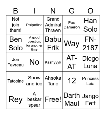 Star Wars Day 2026 Bingo Card