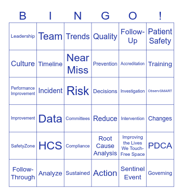 QAPI Bingo! Bingo Card