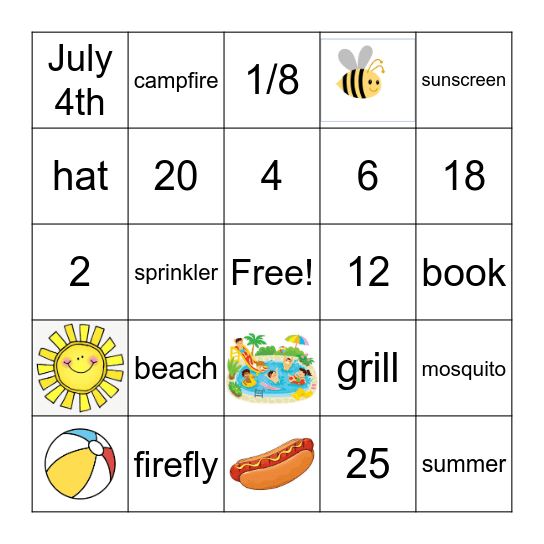 Summer Brain Teaser BINGO Card