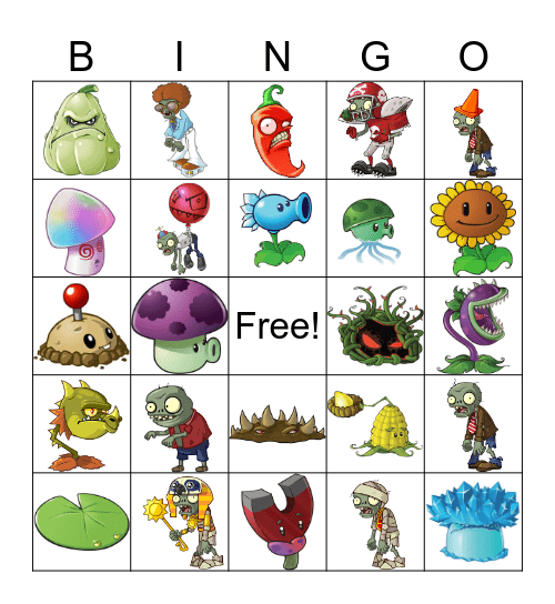 Plants Vs Zombies Bingo Card
