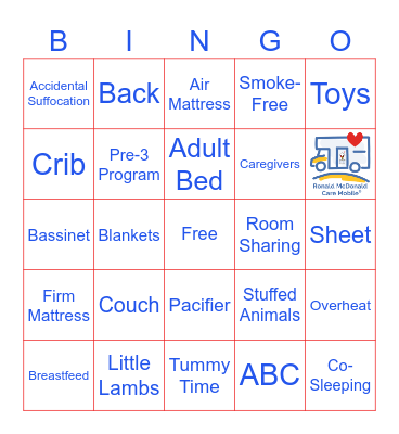 Safe Sleep Bingo Card