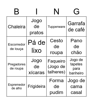 bingo casa nova Bingo Card