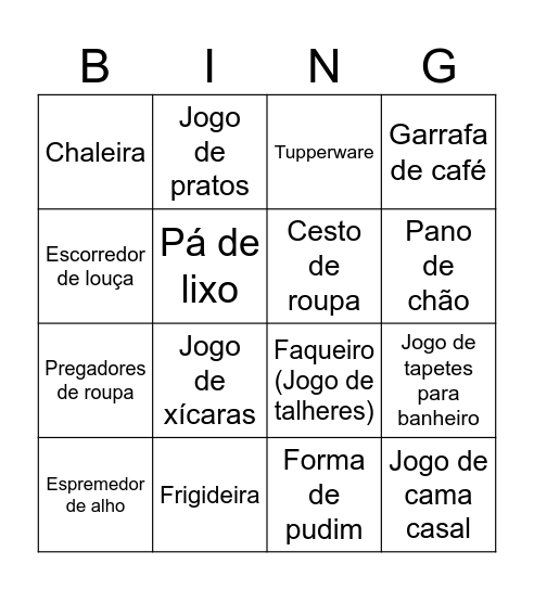 bingo casa nova Bingo Card