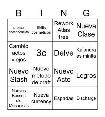 POE 2 BINGO Card