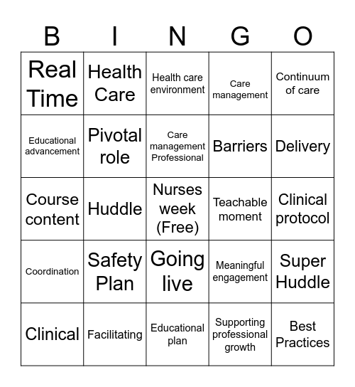 Bingo "Nurses Edition" Bingo Card