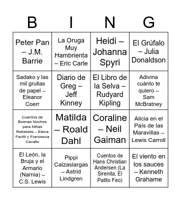 BINGO LITERARIO Bingo Card