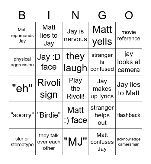 Nirvanna The Bingo Card