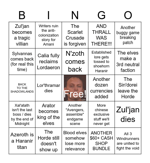 Gool's Midnight Prediction Sheet Bingo Card