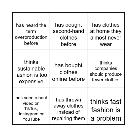 Find someone who ... Bingo Card