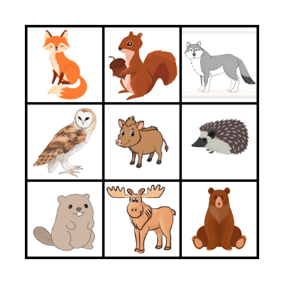 Forest animals Bingo Card