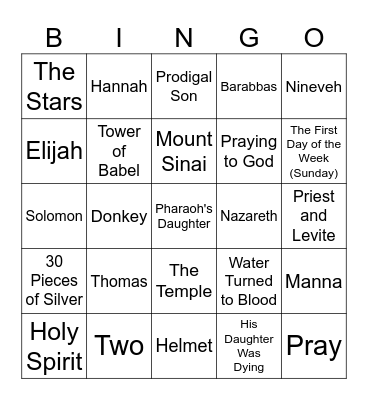 Bible Bingo!!! Bingo Card