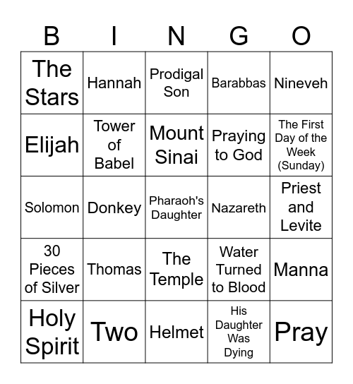 Bible Bingo!!! Bingo Card