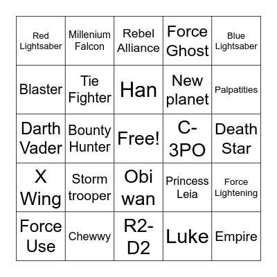Star Wars 4-6 Bingo Card