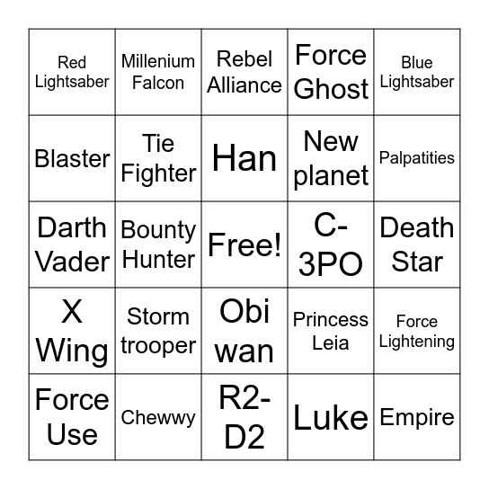 Star Wars 4-6 Bingo Card