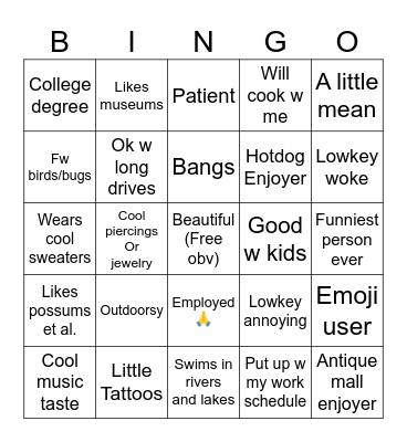 Dating matt bingo Card