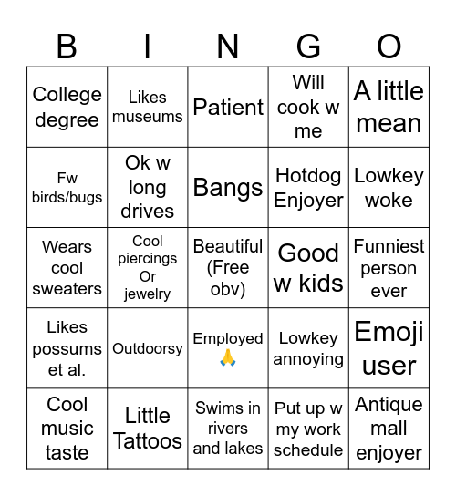 Dating matt bingo Card