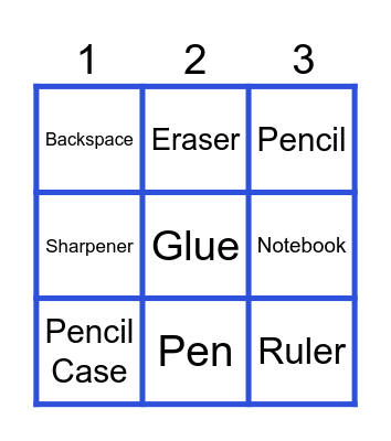 School Supplies Bingo Card