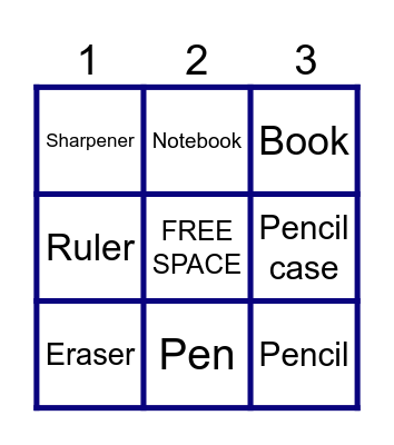 School Supplies Bingo Card