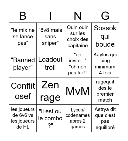 Mix Higlander France Bingo Card
