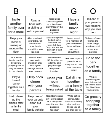 Crestview Bingo Card