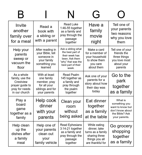 Crestview Bingo Card
