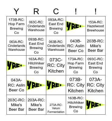 Strava x YRC Routes Bingo Card
