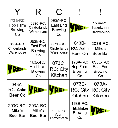 Strava x YRC Routes Bingo Card