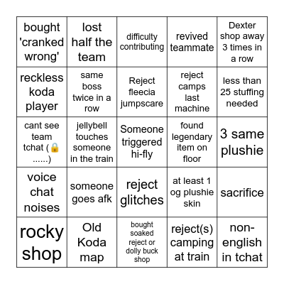 Dolly's Factory Bingo Card