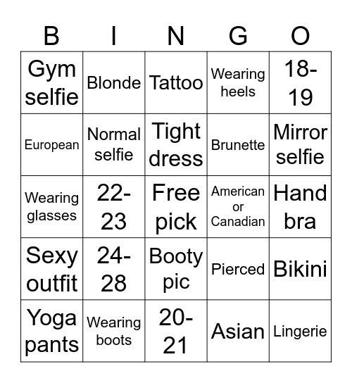 Sexy Bingo Card