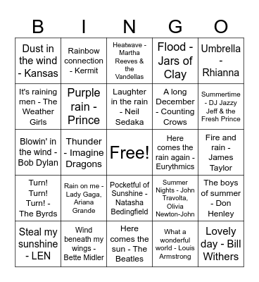 Weather & Seasons Bingo Card