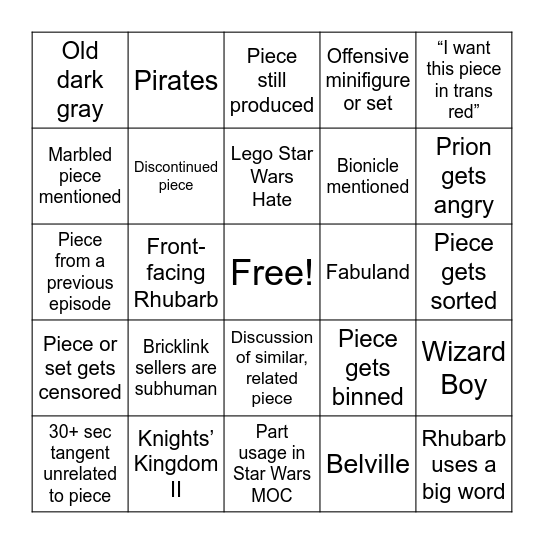 DTP Bingo Card
