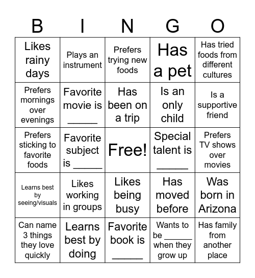 Untitled Bingo Card