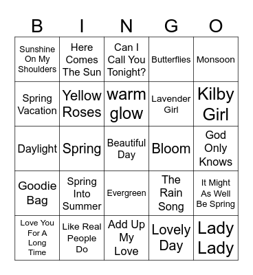 Whimsical Fairy Spring Bingo Card