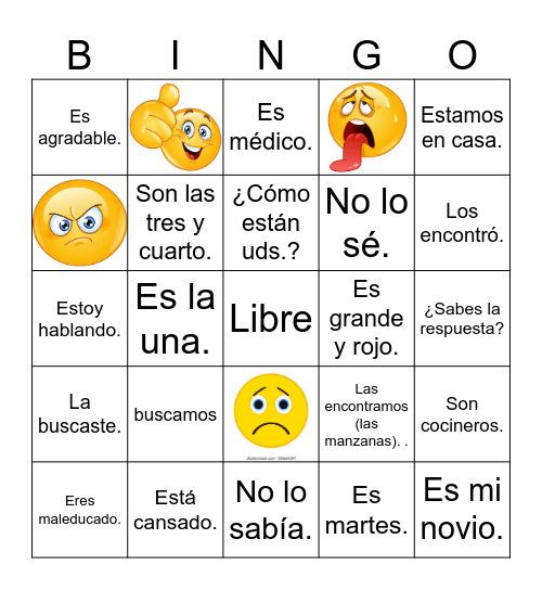 Ser v. Estar Bingo Card
