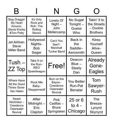 Time To Rock 3! Bingo Card