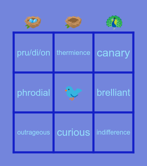 bluebird board! Bingo Card