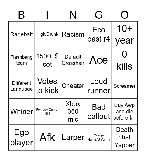 CSGO BINGO Card